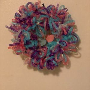 Pastel Heart Deco Mesh Wreath